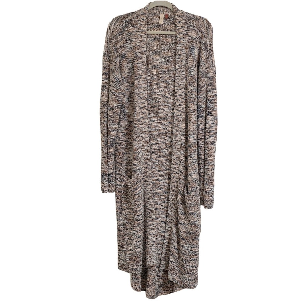Pilcro Padma Cardigan Women's Large Cream Space Dyed Duster Sweater Pockets